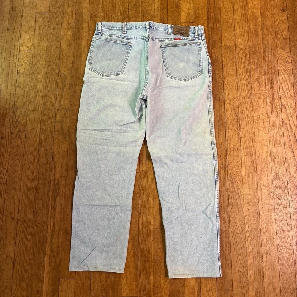 Vintage Wrangler Y2K Light Wash Baggy Relaxed Fit Skater Denim Jeans Mens 37x31